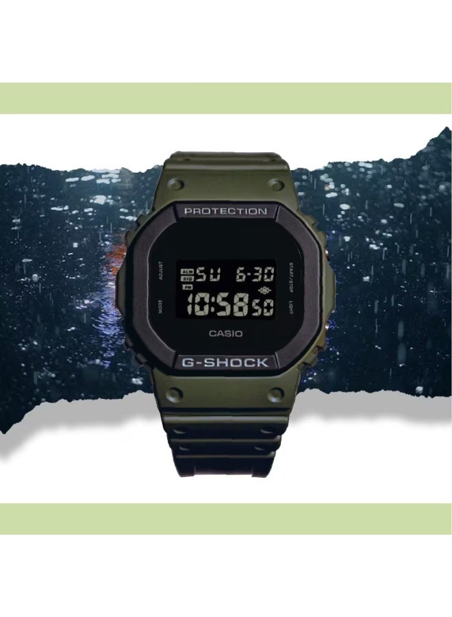 G-SHOCK Digital Men’s Watch DW‑5610UU‑3DR, 48.9 mm Black Dial, Olive Green Resin Band, 200 m WR - Image 3